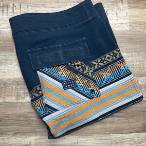 Billabong Platinum X Sundays Board Shorts Mens 38 Charcoal Gray Tribal Print
